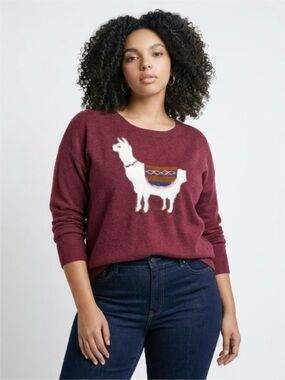Sundance Laidback Llama Wool Blend Burgundy Sweater Size PL